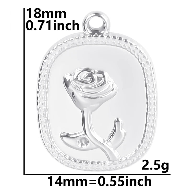 Silver Tone Flower Pendants - Durable Stainless Steel Charms for DIY Necklaces & Bracelets