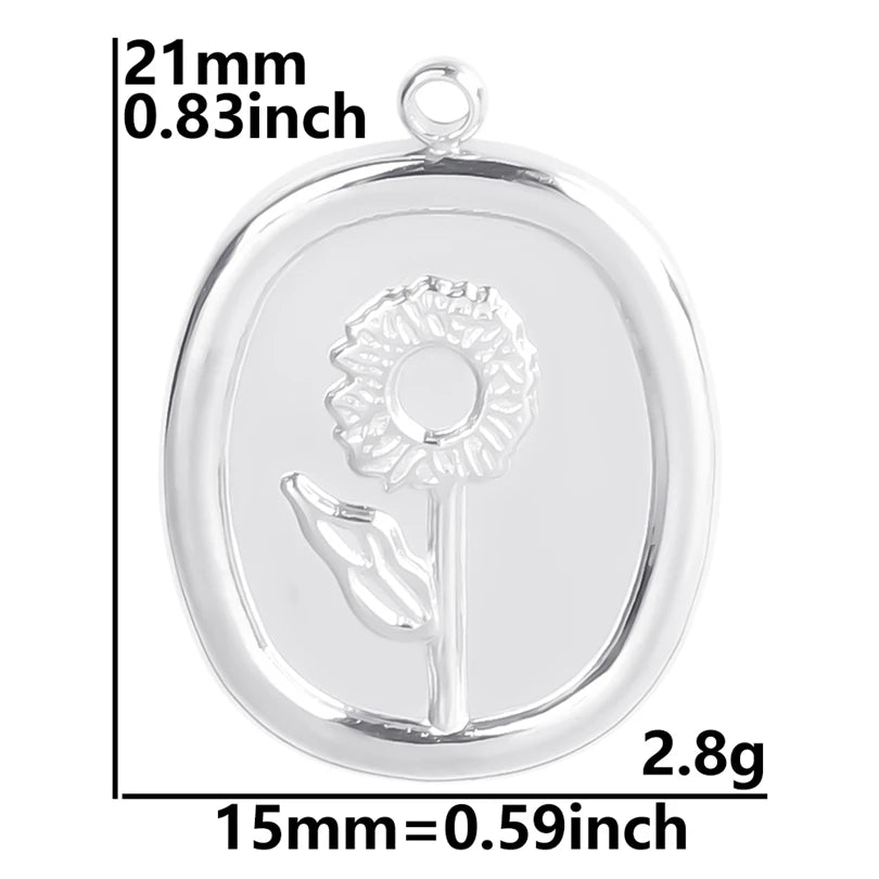 Silver Tone Flower Pendants - Durable Stainless Steel Charms for DIY Necklaces & Bracelets